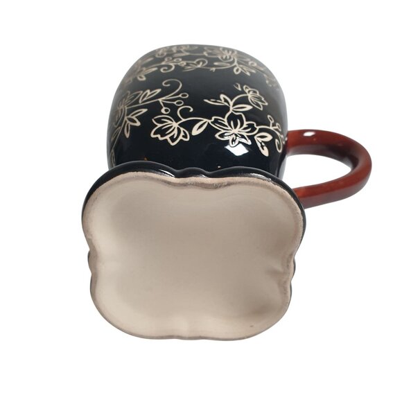 Temptations Tara Floral Lace Black Footed Mug Replacements Collection Coffee Tea - Picture 4 of 5